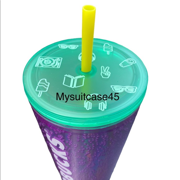 Starbucks 2022 Summer Back To School Purple Bubble Emoji 24 oz Cold Cup Tumbler - Picture 3 of 4